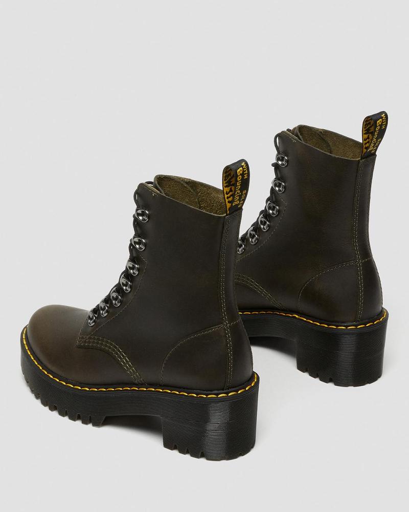 Dr Martens Leona Læder Ankelstøvler Dame Brune | DK 61RVD